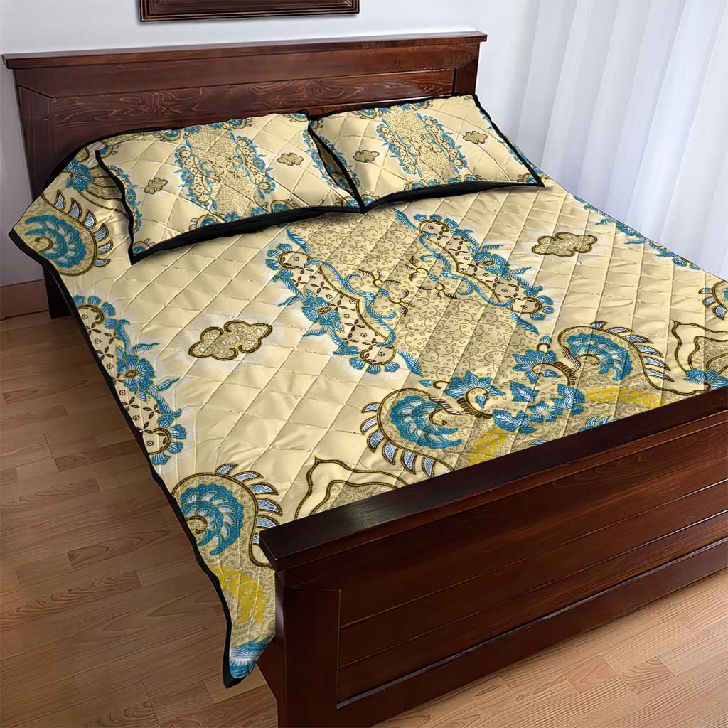 Madiba Nelson Mandela Batik Quilt Bed Set Yellow Blue Indonesia Heritage LT15