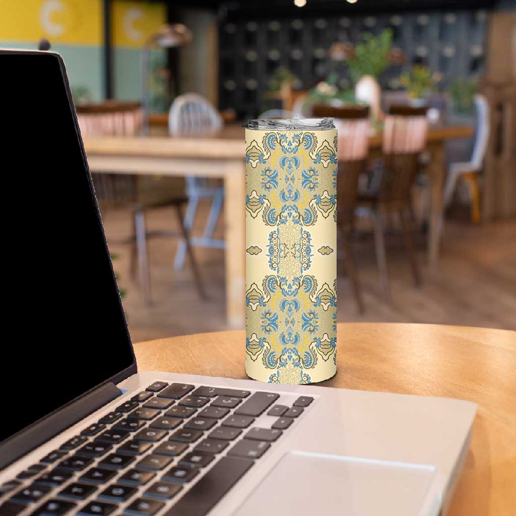 Madiba Nelson Mandela Batik Skinny Tumbler Yellow Blue Indonesia Heritage LT15