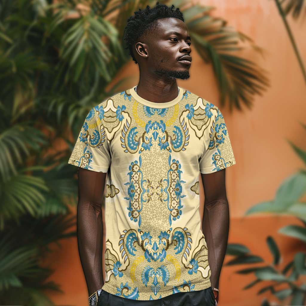 Madiba Nelson Mandela Batik T shirt Yellow Blue Indonesia Heritage LT15