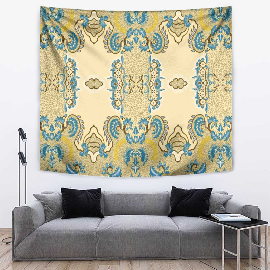 Madiba Nelson Mandela Batik Tapestry Yellow Blue Indonesia Heritage LT15