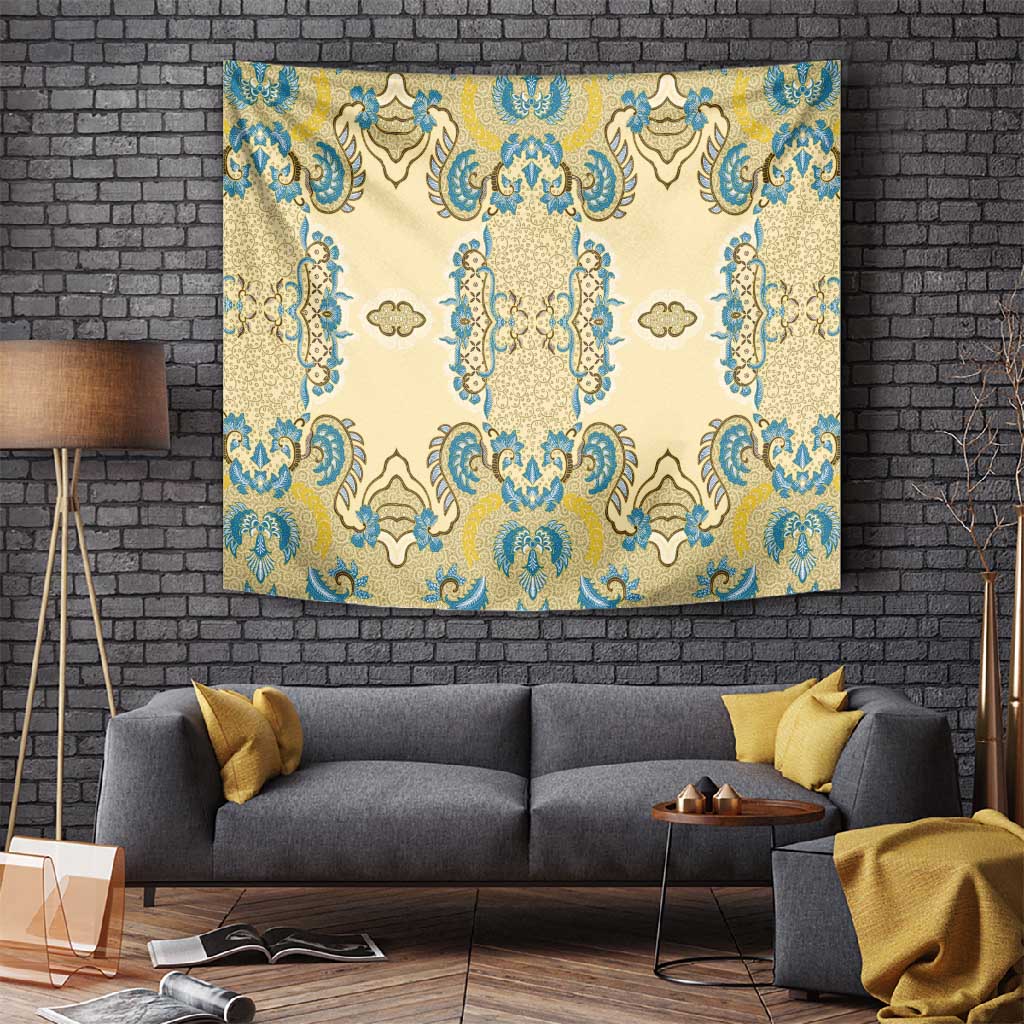 Madiba Nelson Mandela Batik Tapestry Yellow Blue Indonesia Heritage LT15
