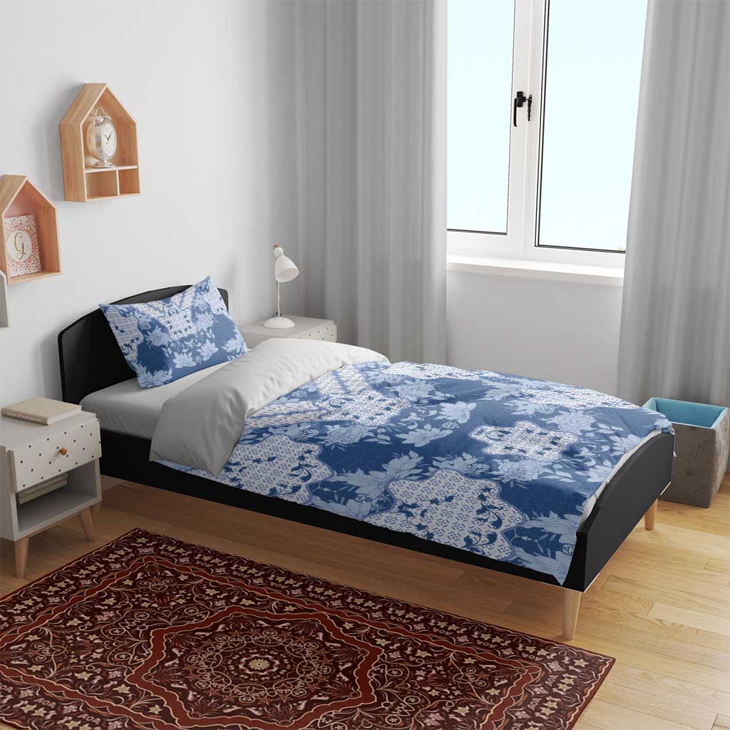 Indonesia Javanese Batik Nelson Mandela Madiba Blue Bedding Set LT15