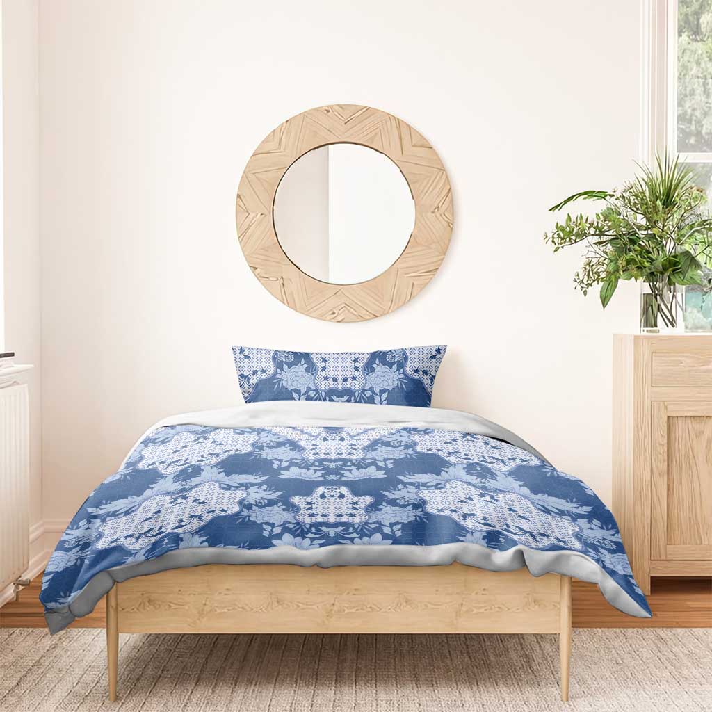 Indonesia Javanese Batik Nelson Mandela Madiba Blue Bedding Set LT15