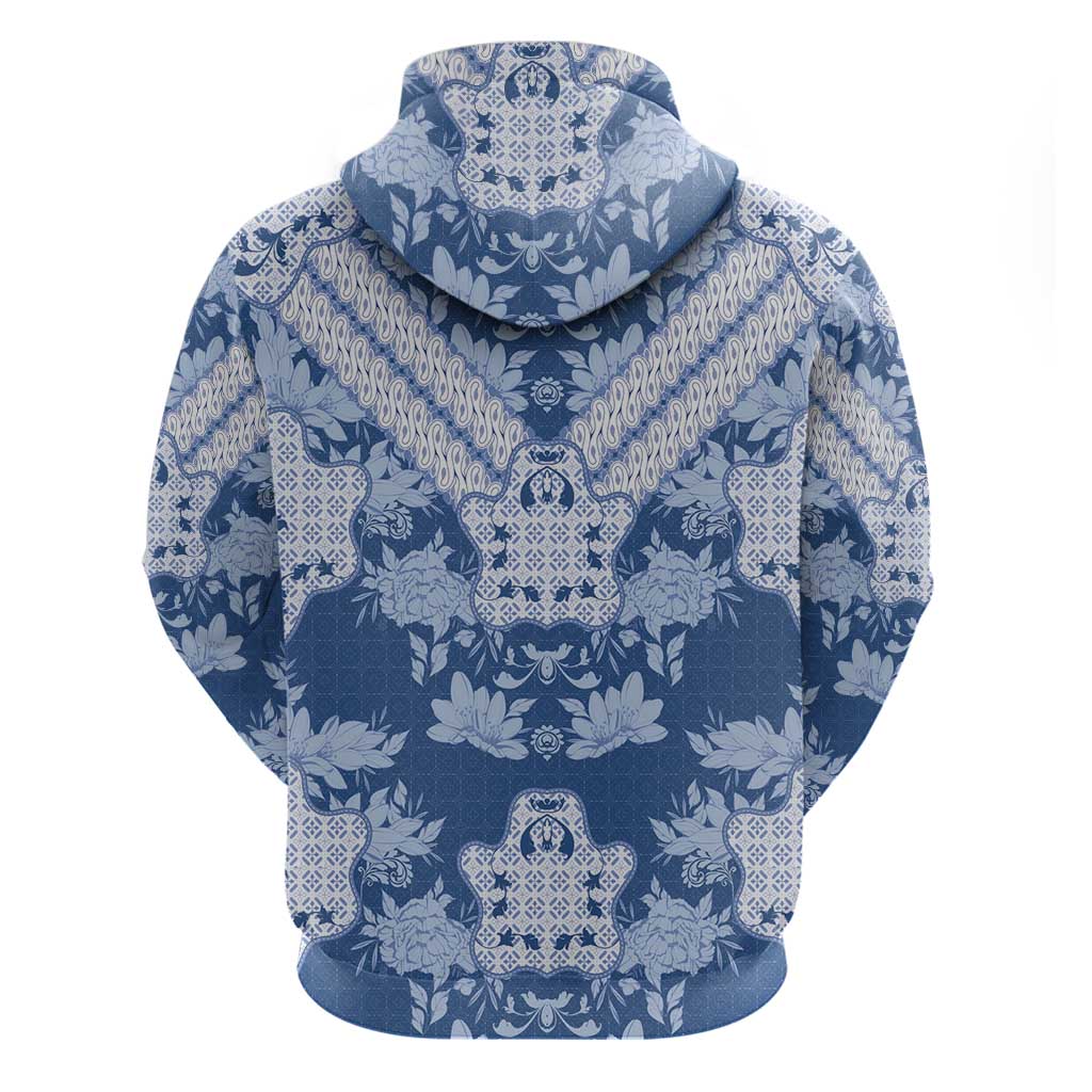 Indonesia Javanese Batik Hoodie Nelson Mandela Madiba Blue LT15