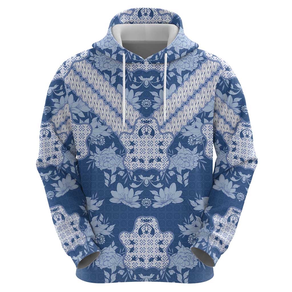 Indonesia Javanese Batik Hoodie Nelson Mandela Madiba Blue LT15