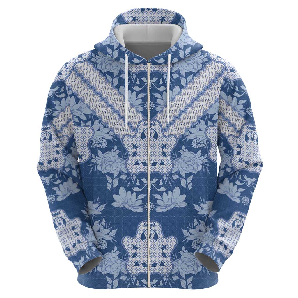 Indonesia Javanese Batik Hoodie Nelson Mandela Madiba Blue LT15