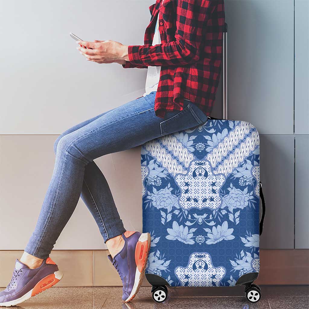 Indonesia Javanese Batik Luggage Cover Nelson Mandela Madiba Blue LT15
