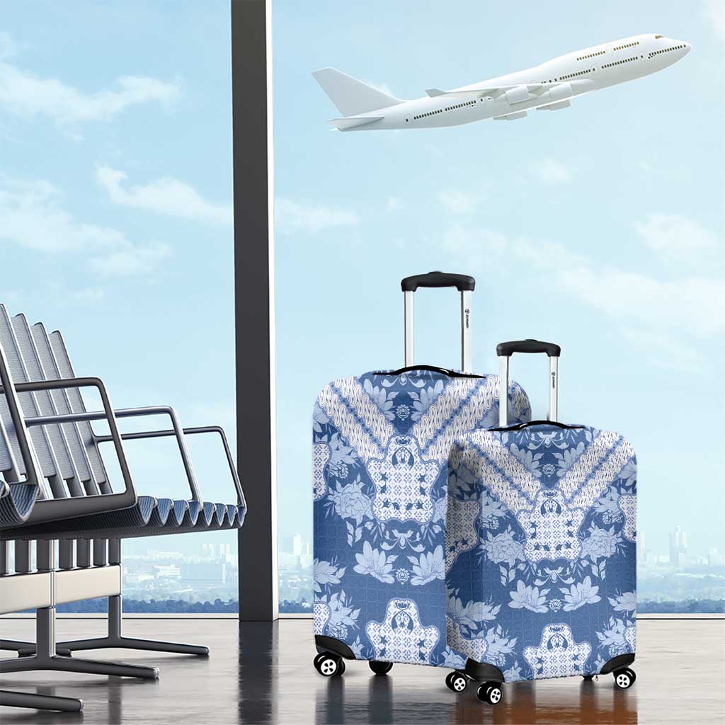 Indonesia Javanese Batik Luggage Cover Nelson Mandela Madiba Blue LT15