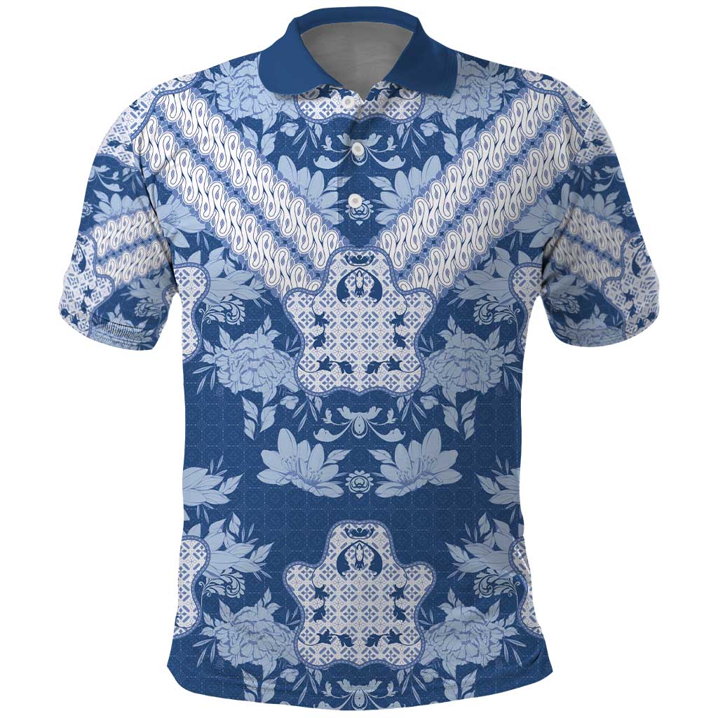 Indonesia Javanese Batik Polo Shirt Nelson Mandela Madiba Blue LT15