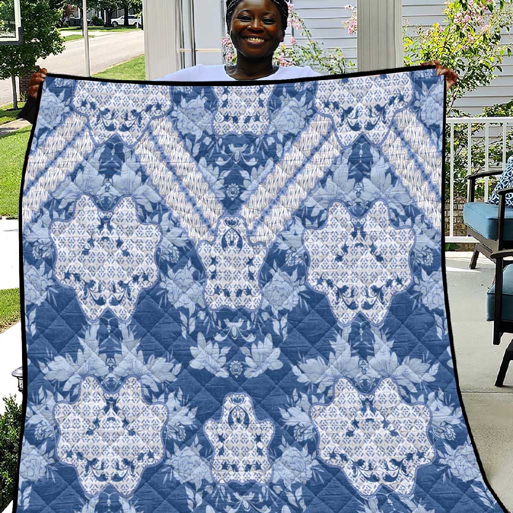 Indonesia Javanese Batik Nelson Mandela Madiba Blue Quilt LT15