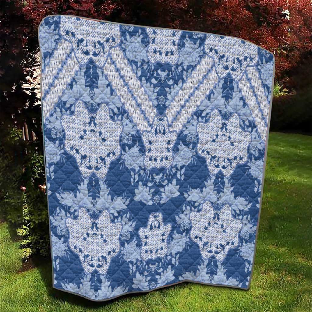 Indonesia Javanese Batik Nelson Mandela Madiba Blue Quilt LT15