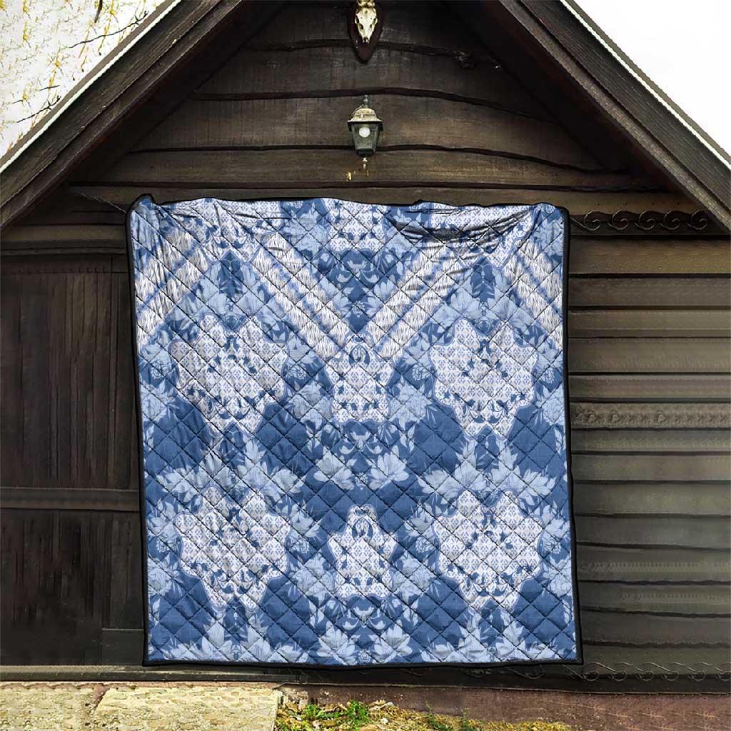 Indonesia Javanese Batik Nelson Mandela Madiba Blue Quilt LT15