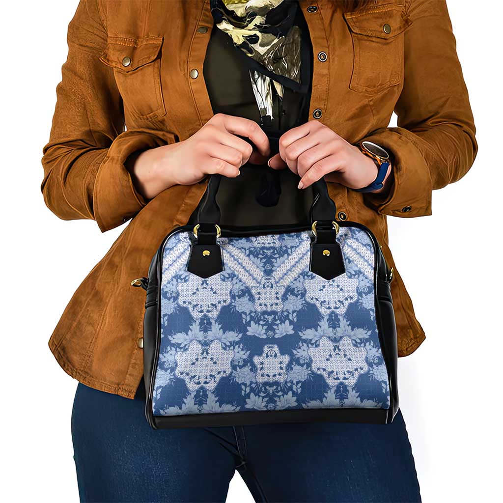 Indonesia Javanese Batik Shoulder Handbag Nelson Mandela Madiba Blue LT15