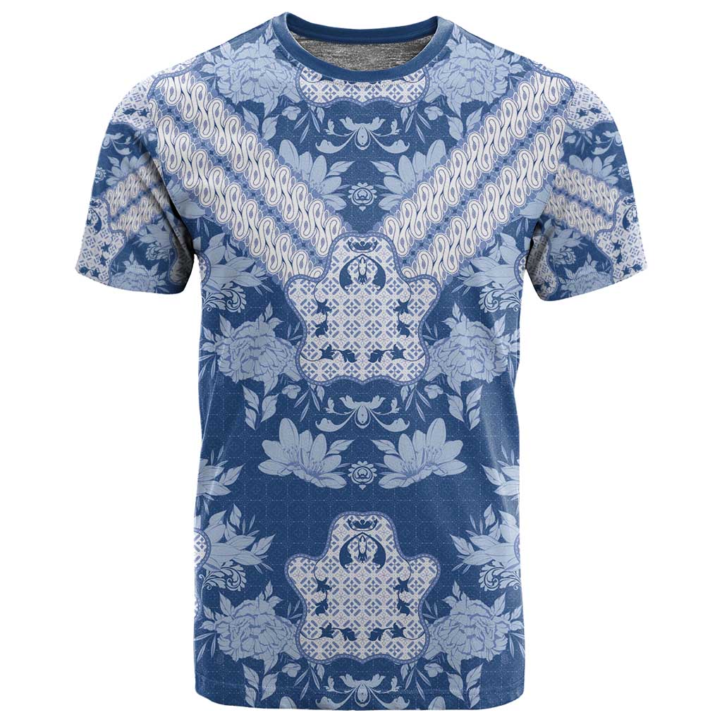 Indonesia Javanese Batik Nelson Mandela Madiba Blue T shirt LT15