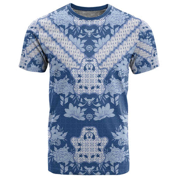 Indonesia Javanese Batik Nelson Mandela Madiba Blue T shirt LT15