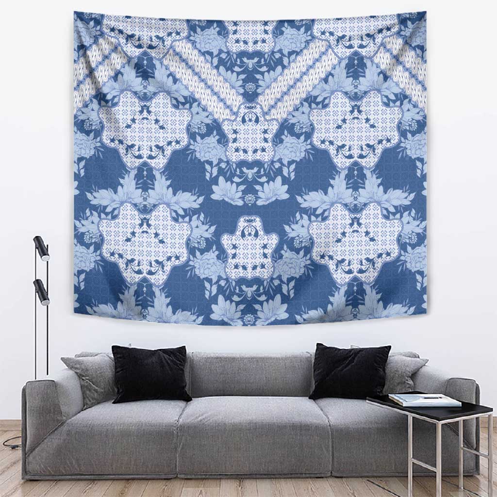 Indonesia Javanese Batik Nelson Mandela Madiba Blue Tapestry LT15