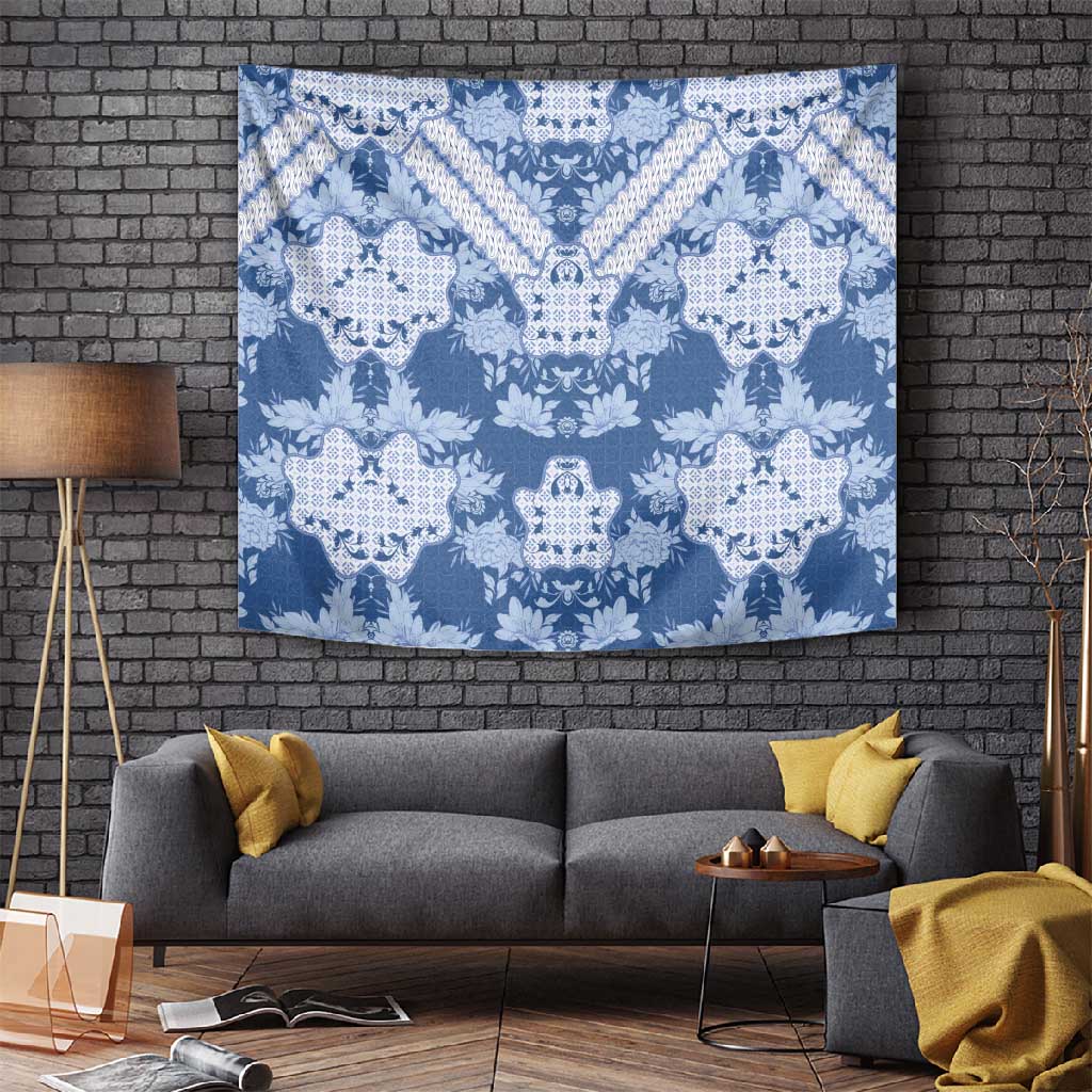 Indonesia Javanese Batik Nelson Mandela Madiba Blue Tapestry LT15