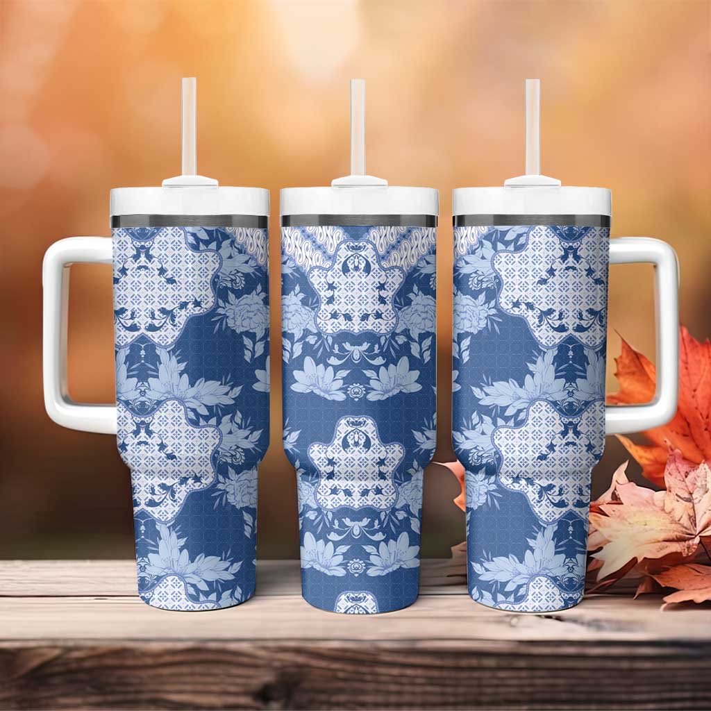 Indonesia Javanese Batik Nelson Mandela Madiba Blue Tumbler With Handle LT15