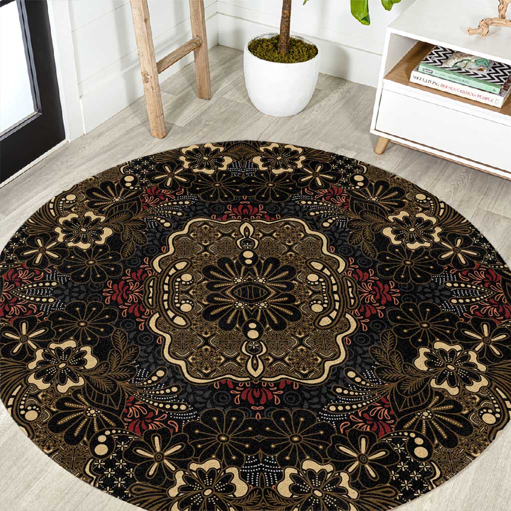 Indonesia Javanese Batik Nelson Mandela Madiba Vintage Style Round Carpet LT15