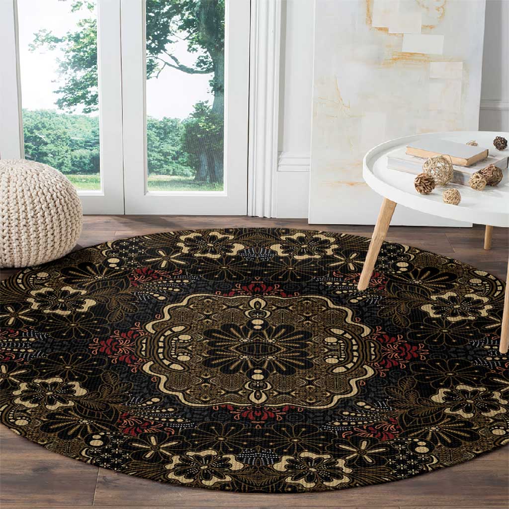 Indonesia Javanese Batik Nelson Mandela Madiba Vintage Style Round Carpet LT15