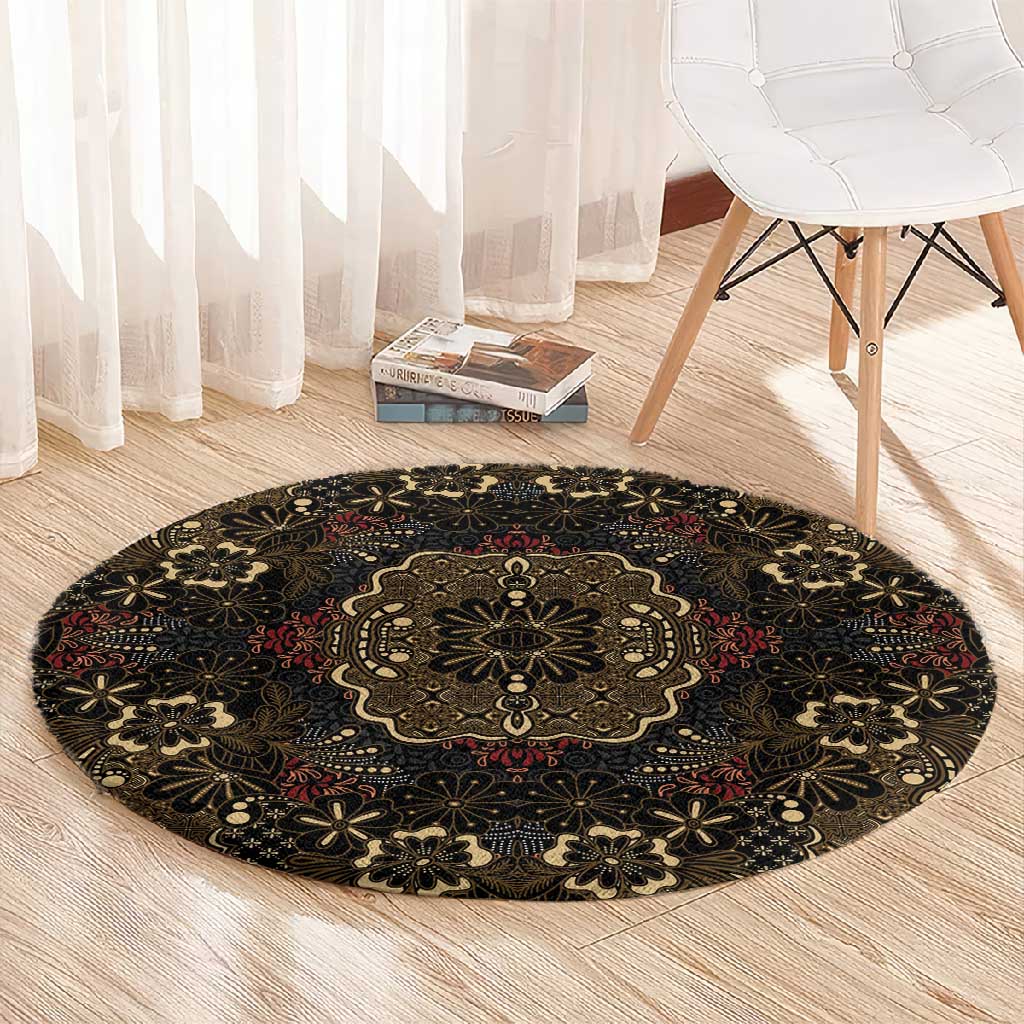 Indonesia Javanese Batik Nelson Mandela Madiba Vintage Style Round Carpet LT15
