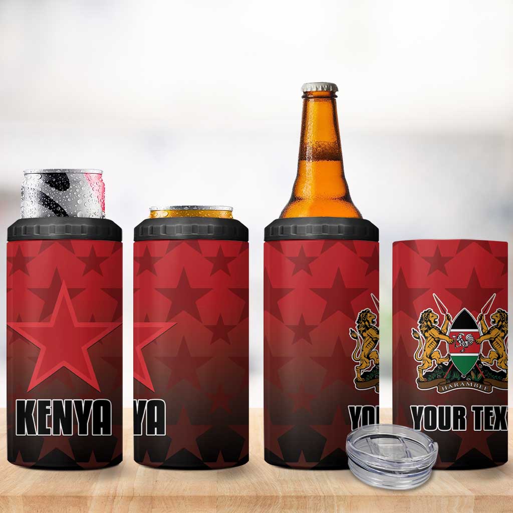 Custom Kenya Football 4 in 1 Can Cooler Tumbler Harambee Harambee Stars - Red Jersey LT15