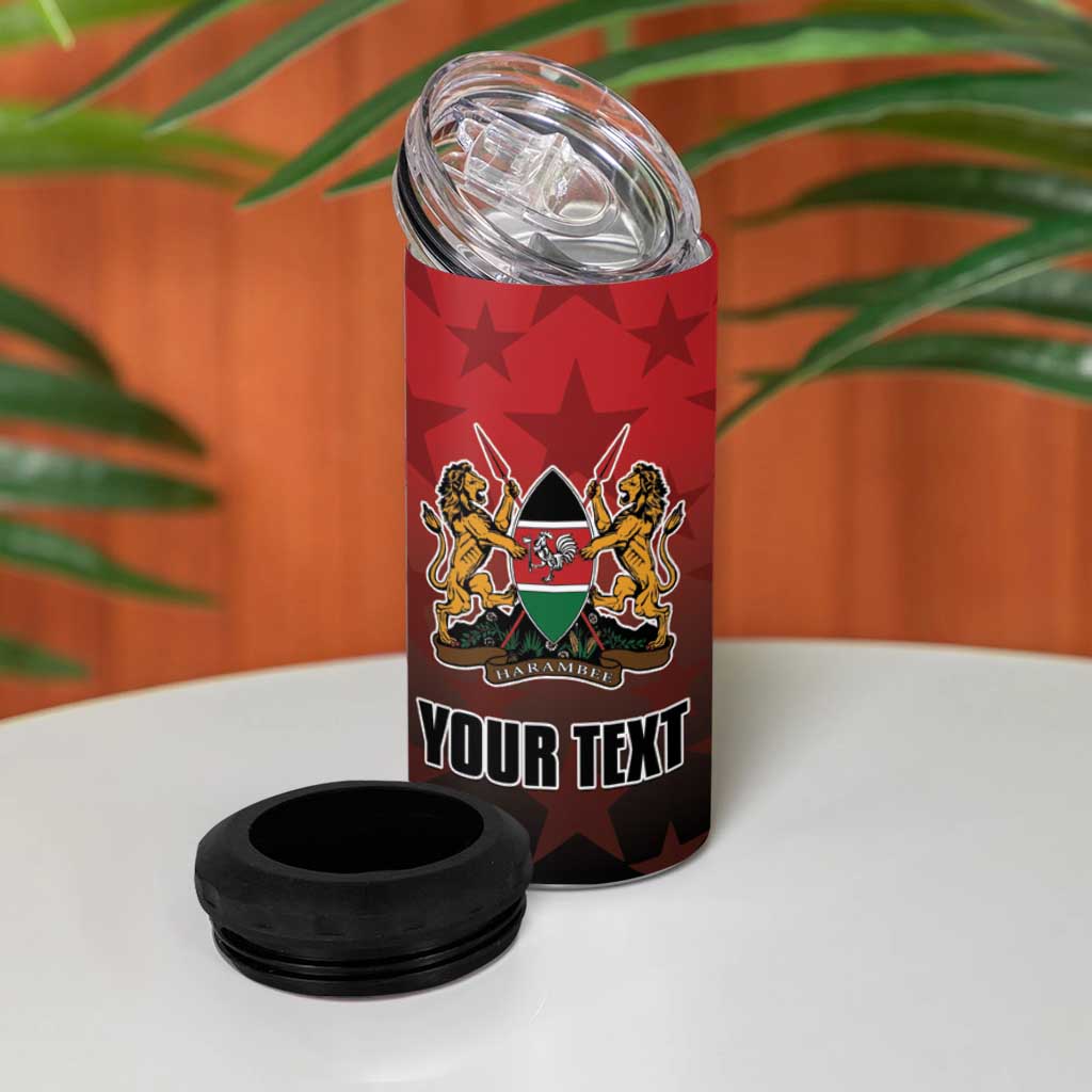 Custom Kenya Football 4 in 1 Can Cooler Tumbler Harambee Harambee Stars - Red Jersey LT15