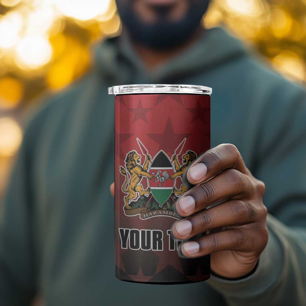 Custom Kenya Football 4 in 1 Can Cooler Tumbler Harambee Harambee Stars - Red Jersey LT15