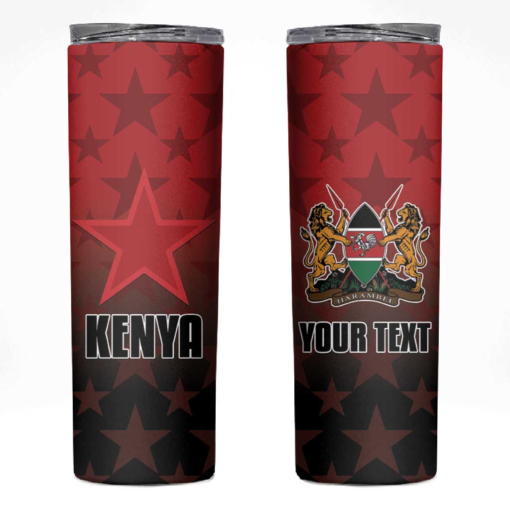 Custom Kenya Football Skinny Tumbler Harambee Harambee Stars - Red Jersey LT15