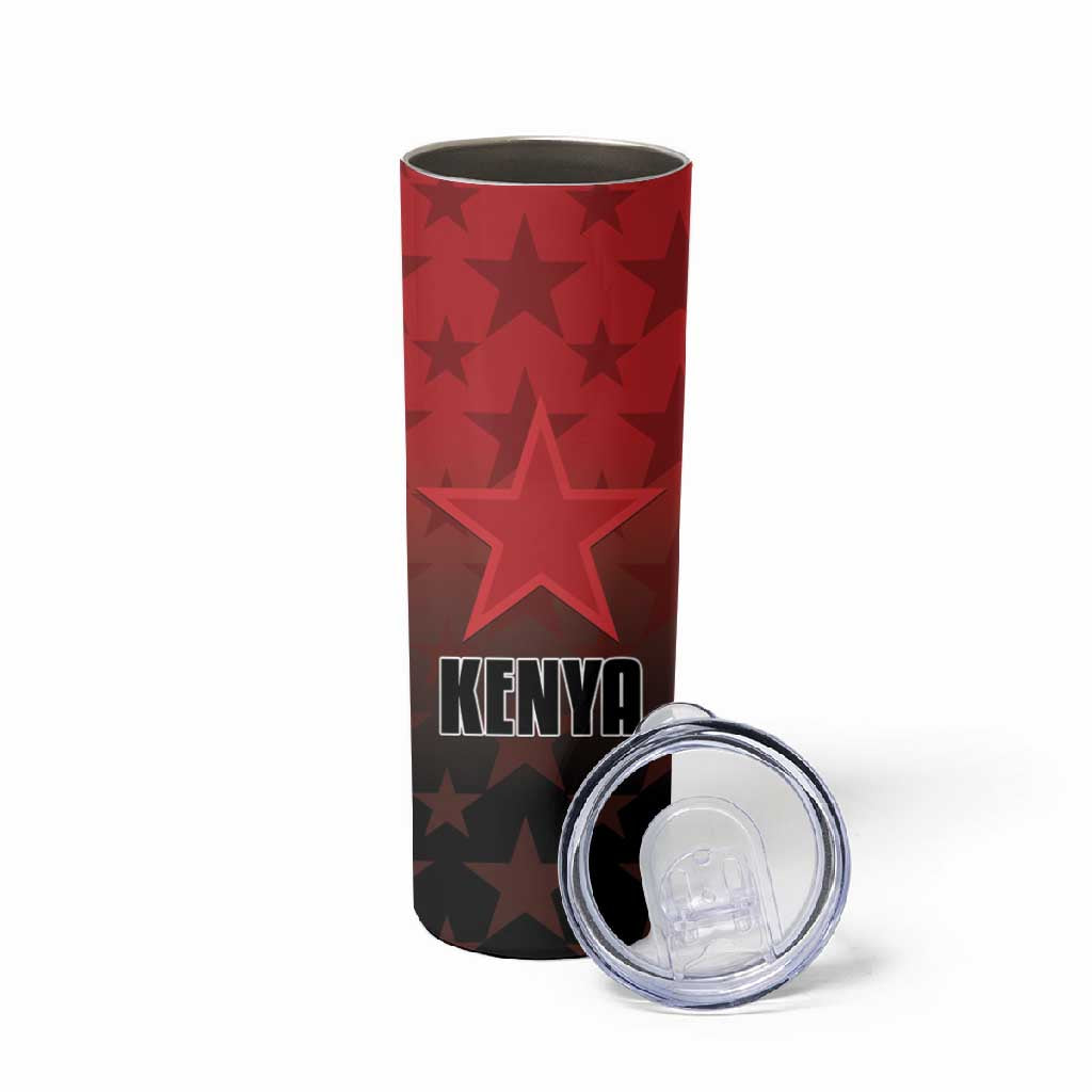 Custom Kenya Football Skinny Tumbler Harambee Harambee Stars - Red Jersey LT15