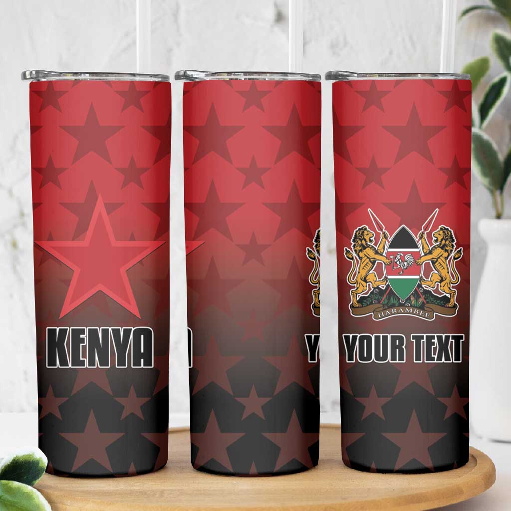 Custom Kenya Football Skinny Tumbler Harambee Harambee Stars - Red Jersey LT15