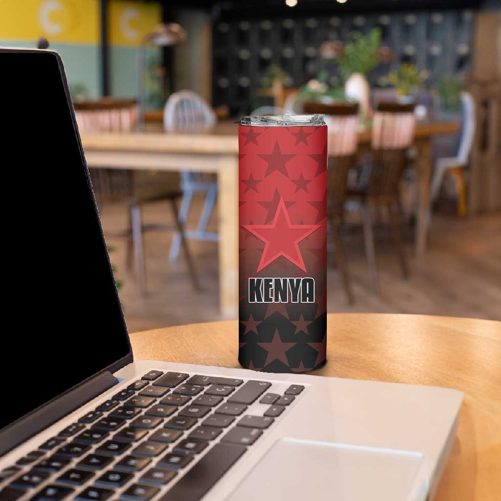 Custom Kenya Football Skinny Tumbler Harambee Harambee Stars - Red Jersey LT15