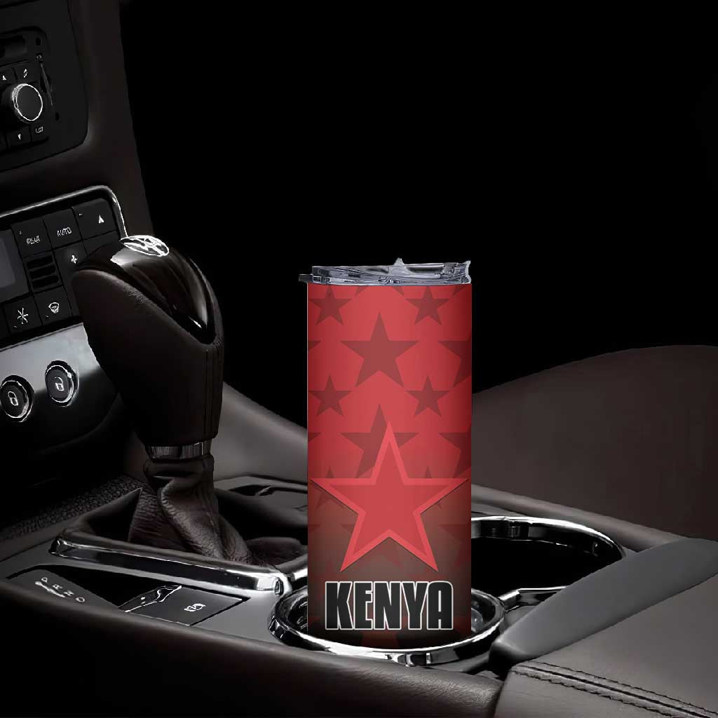 Custom Kenya Football Skinny Tumbler Harambee Harambee Stars - Red Jersey LT15