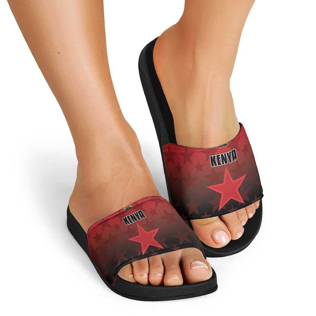 Kenya Football Slide Sandals Go Harambee Stars - Red Jersey LT15