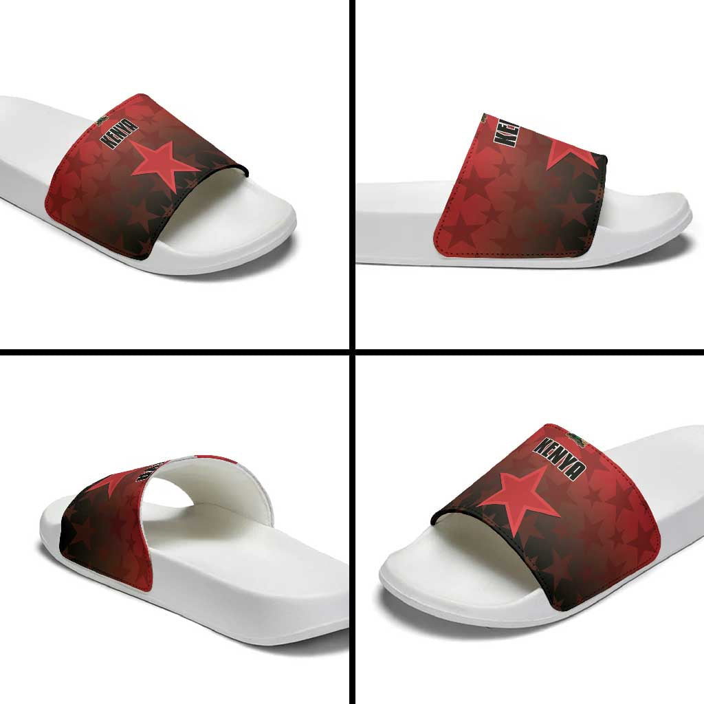 Kenya Football Slide Sandals Go Harambee Stars - Red Jersey LT15