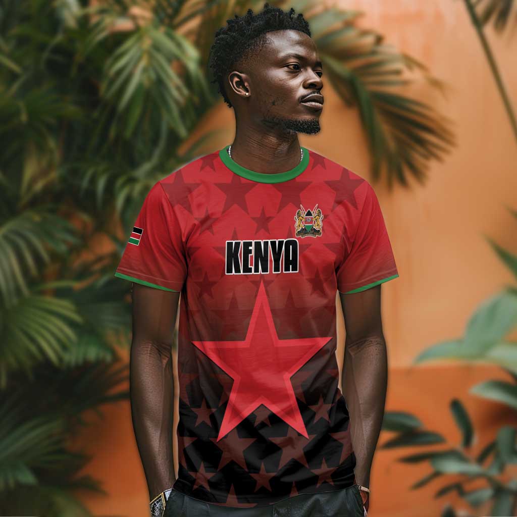 Custom Kenya Football T shirt Harambee Harambee Stars - Red Jersey LT15