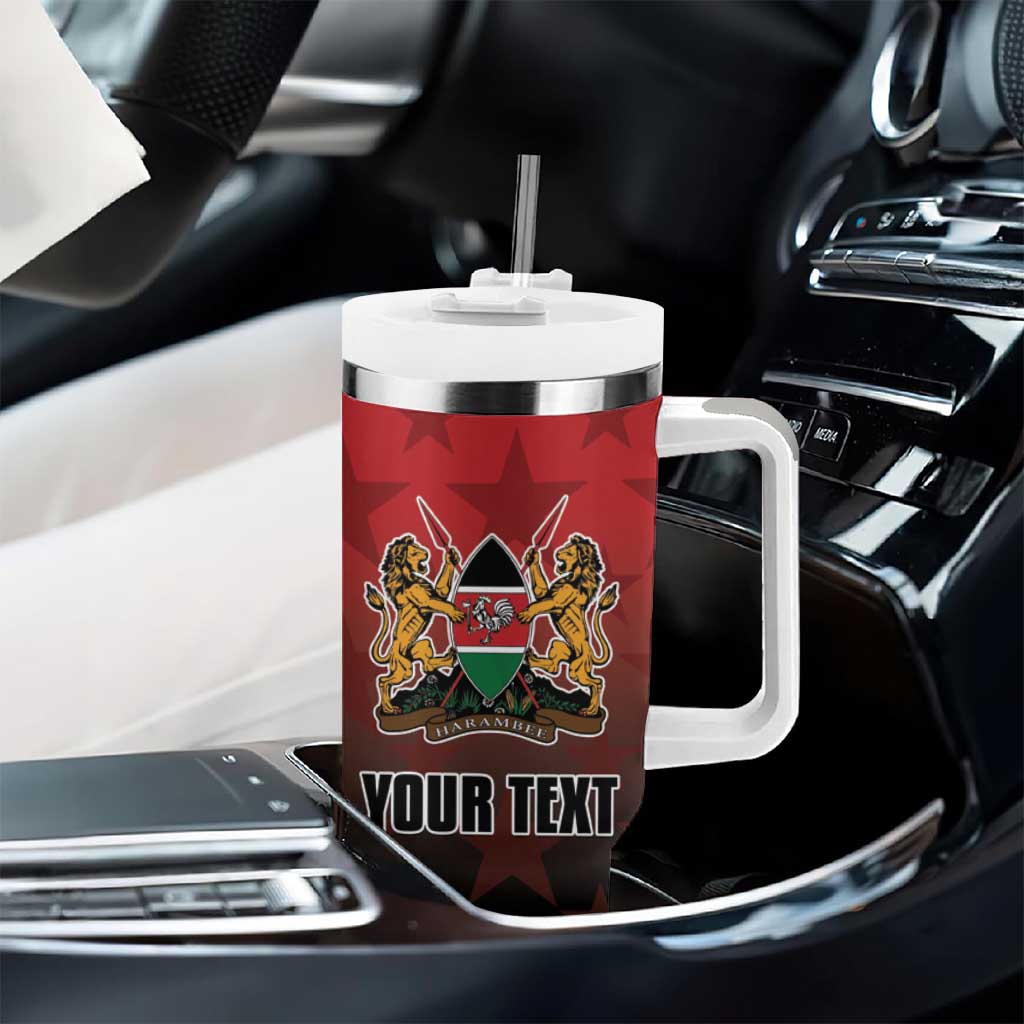 Custom Kenya Football Tumbler With Handle Harambee Harambee Stars - Red Jersey LT15