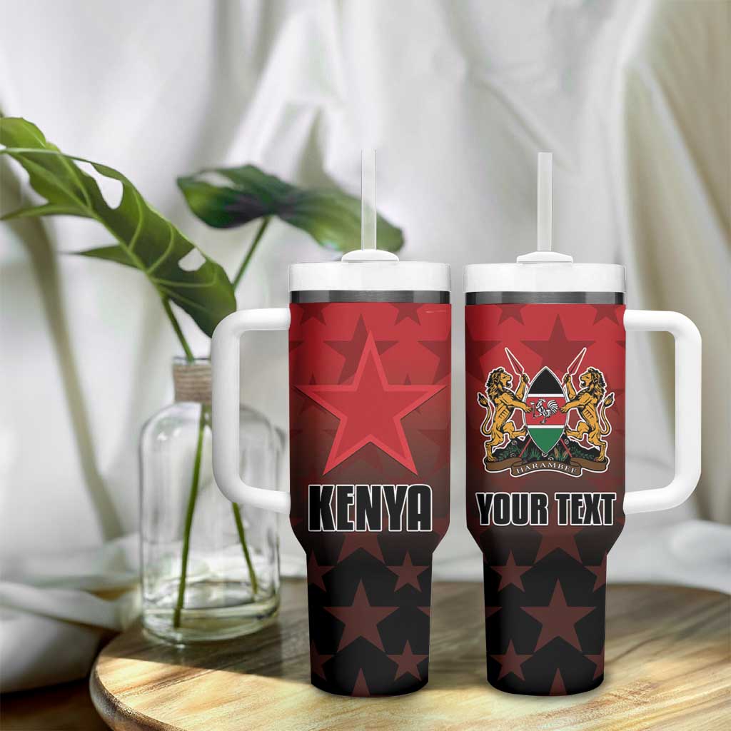 Custom Kenya Football Tumbler With Handle Harambee Harambee Stars - Red Jersey LT15