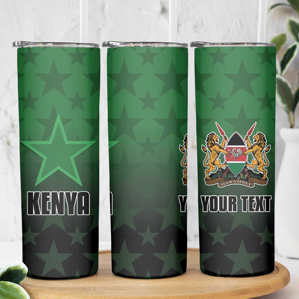 Custom Kenya Football Skinny Tumbler Harambee Harambee Stars - Green Jersey LT15