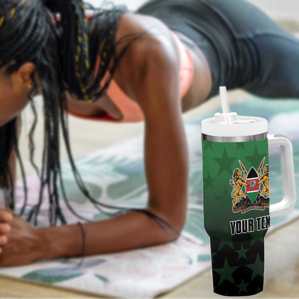 Custom Kenya Football Tumbler With Handle Harambee Harambee Stars - Green Jersey LT15