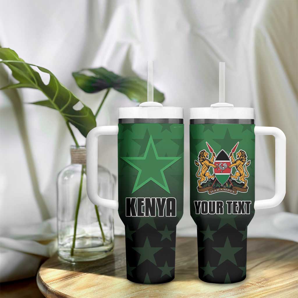 Custom Kenya Football Tumbler With Handle Harambee Harambee Stars - Green Jersey LT15