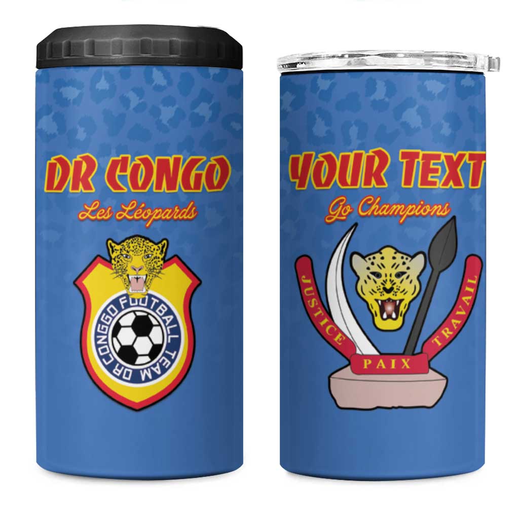 Custom DR Congo Football 4 in 1 Can Cooler Tumbler Allez Les Léopards LT15