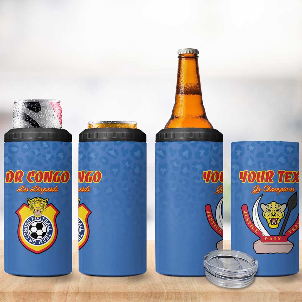Custom DR Congo Football 4 in 1 Can Cooler Tumbler Allez Les Léopards LT15