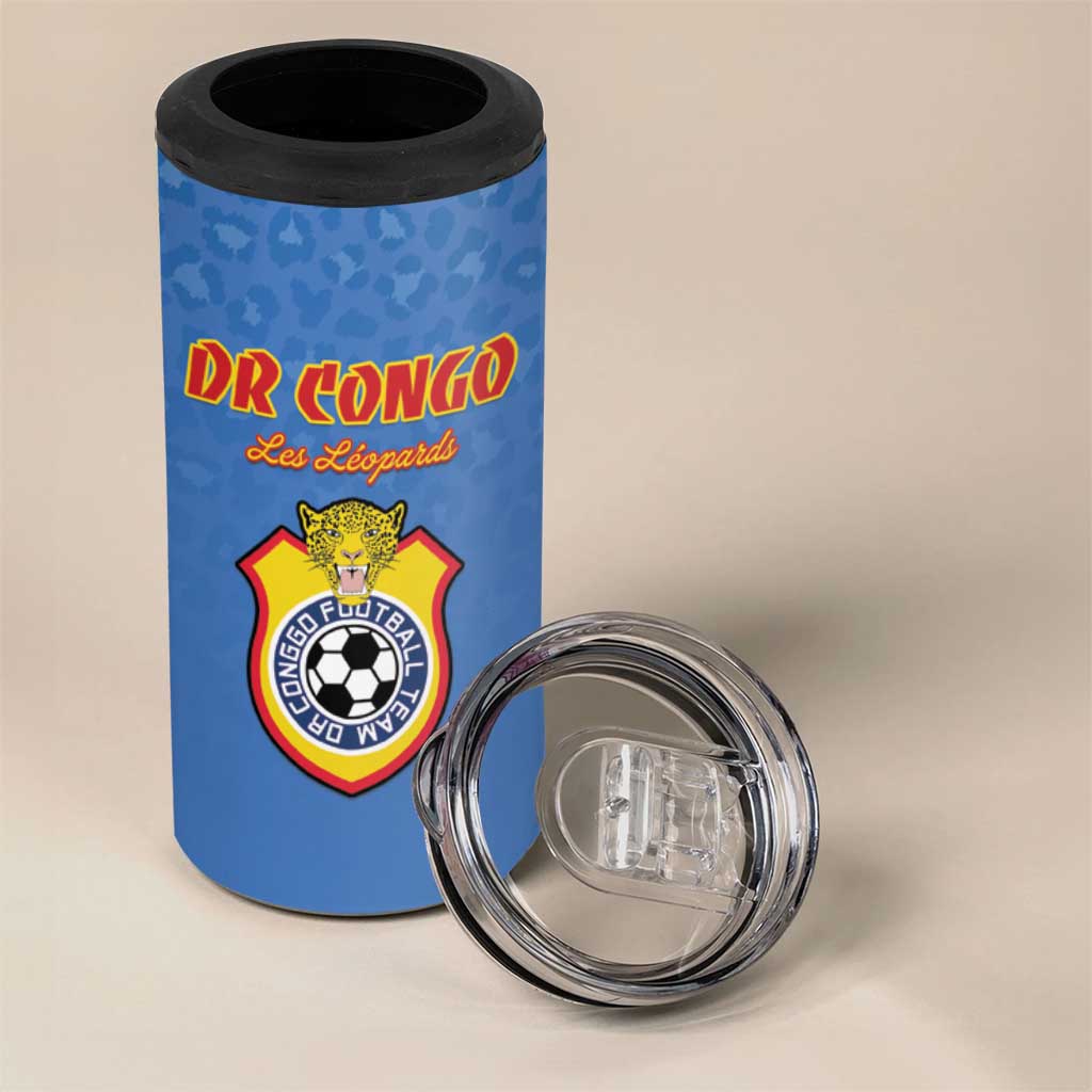 Custom DR Congo Football 4 in 1 Can Cooler Tumbler Allez Les Léopards LT15