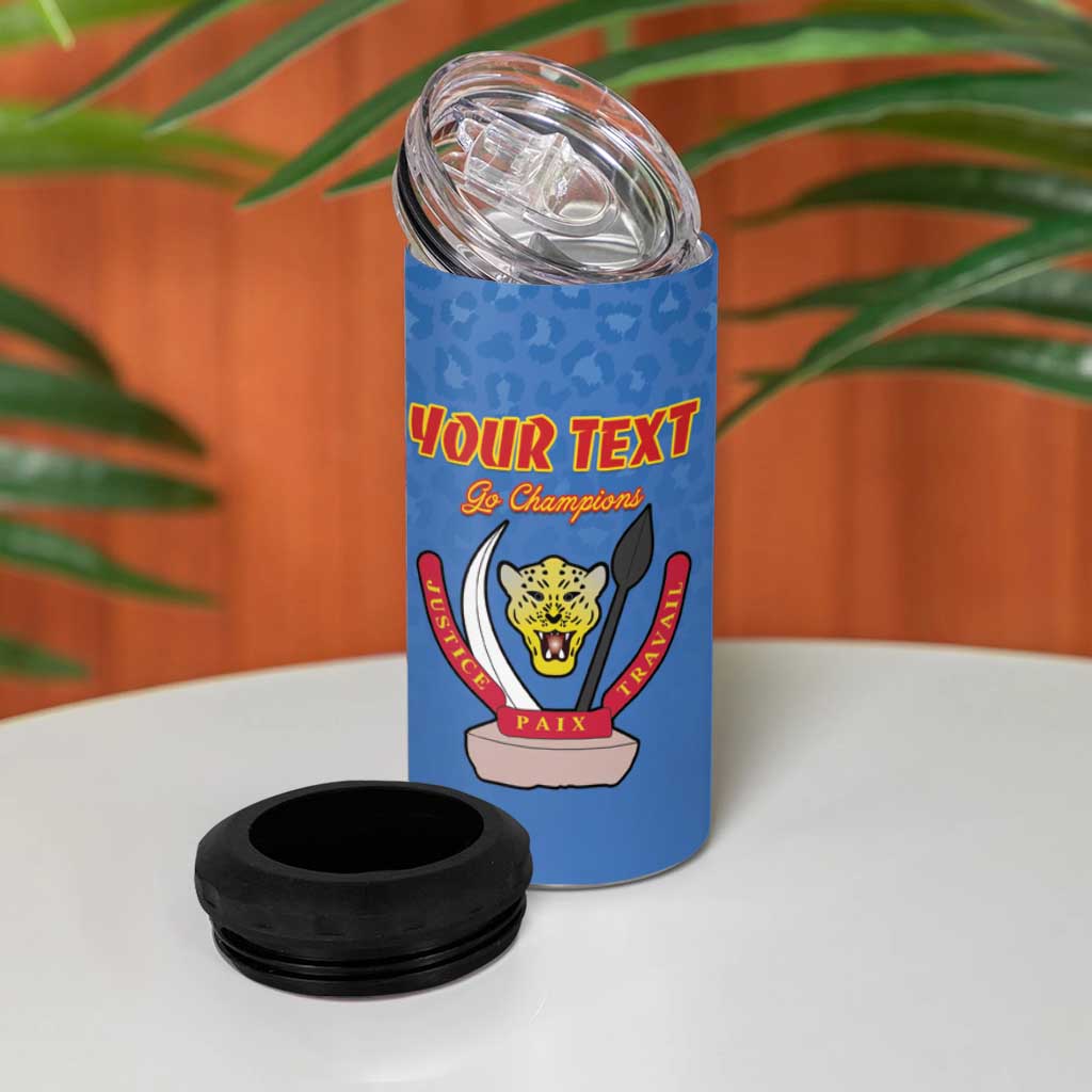 Custom DR Congo Football 4 in 1 Can Cooler Tumbler Allez Les Léopards LT15