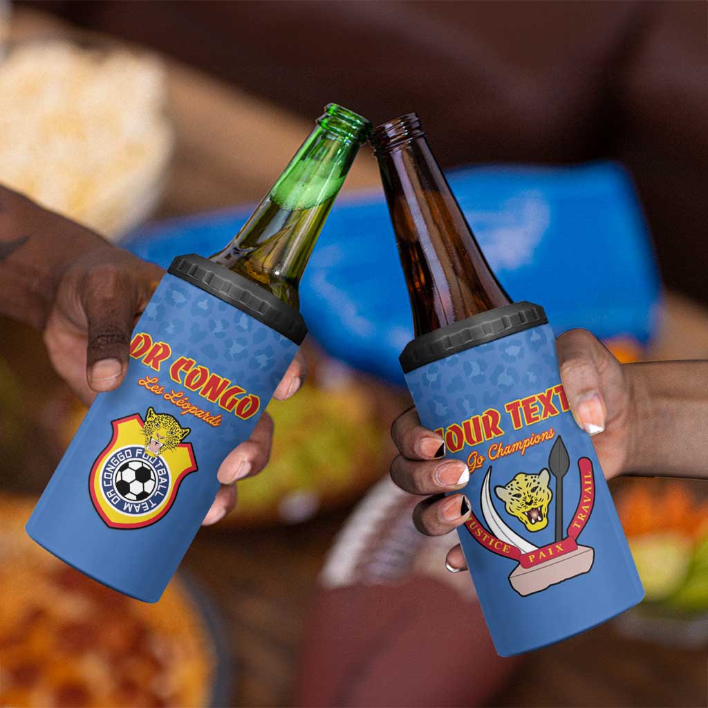 Custom DR Congo Football 4 in 1 Can Cooler Tumbler Allez Les Léopards LT15