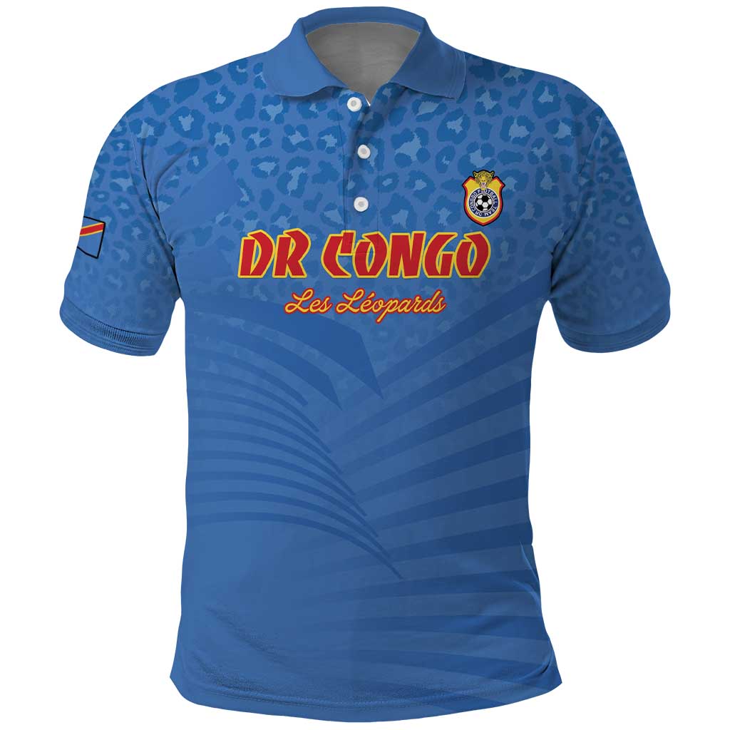 Custom DR Congo Football Polo Shirt Come On Les Léopards LT15