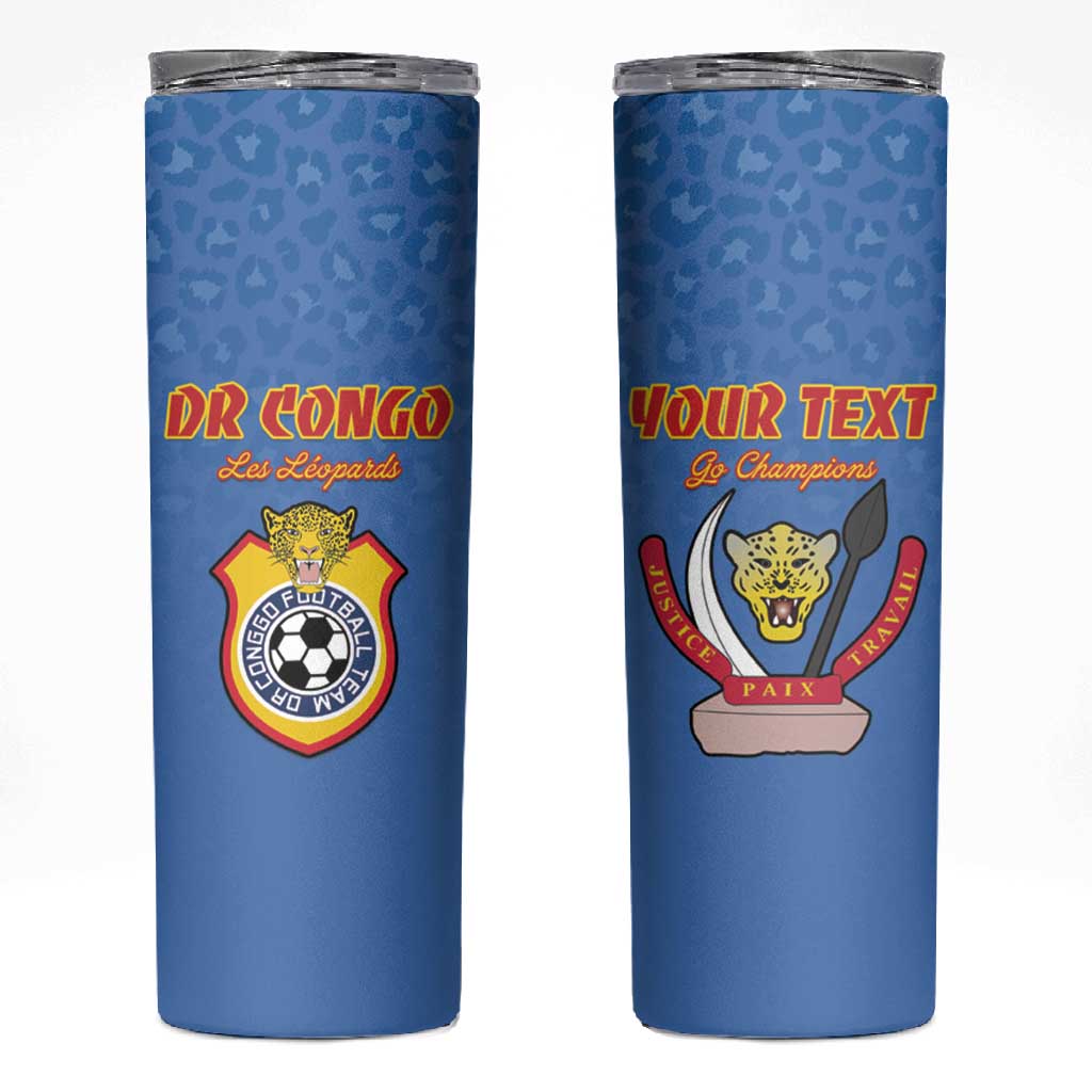 Custom DR Congo Football Skinny Tumbler Allez Les Léopards LT15