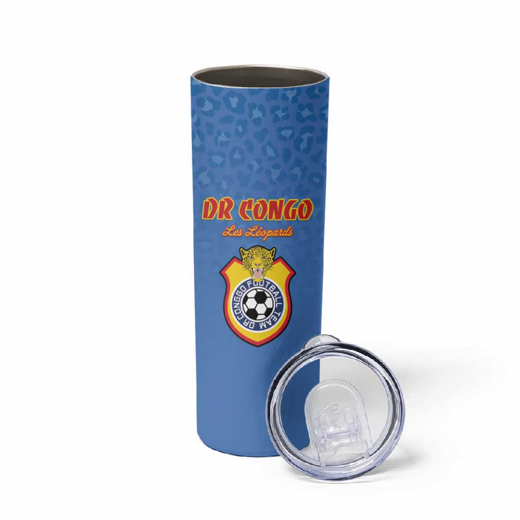 Custom DR Congo Football Skinny Tumbler Allez Les Léopards LT15