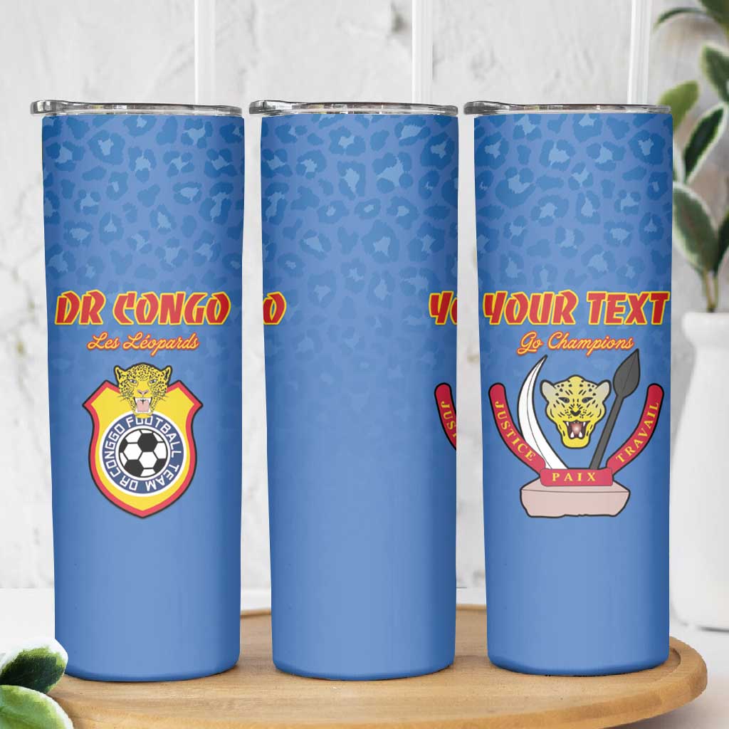 Custom DR Congo Football Skinny Tumbler Allez Les Léopards LT15